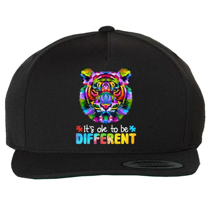 Autism Awareness Day It's OK to be different Colorful Tiger Wool Snapback Cap