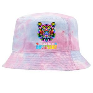 Autism Awareness Day It's OK to be different Colorful Tiger Tie-Dyed Bucket Hat