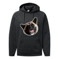 American Akita Dog Lover Design Akita Inu Head Tilt Performance Fleece Hoodie