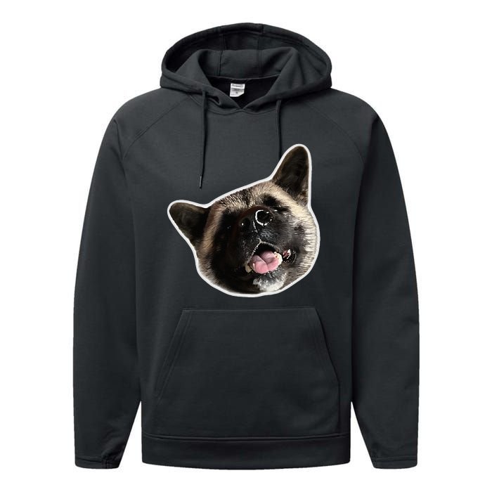 American Akita Dog Lover Design Akita Inu Head Tilt Performance Fleece Hoodie