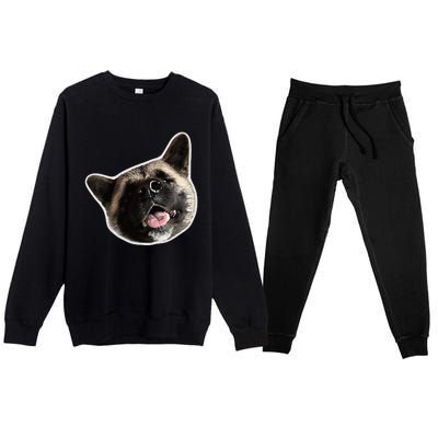 American Akita Dog Lover Design Akita Inu Head Tilt Premium Crewneck Sweatsuit Set