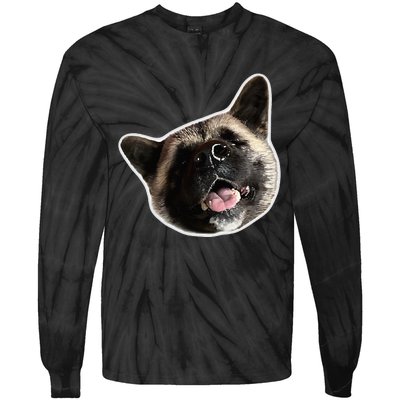 American Akita Dog Lover Design Akita Inu Head Tilt Tie-Dye Long Sleeve Shirt