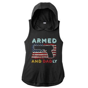 Armed And Dadly Funny Deadly Father Gift For Father's Day Ladies PosiCharge Tri-Blend Wicking Draft Hoodie Tank