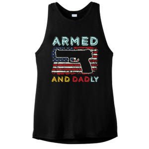 Armed And Dadly Funny Deadly Father Gift For Father's Day Ladies PosiCharge Tri-Blend Wicking Tank