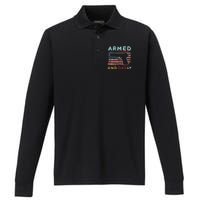 Armed And Dadly Funny Deadly Father Gift For Father's Day Performance Long Sleeve Polo