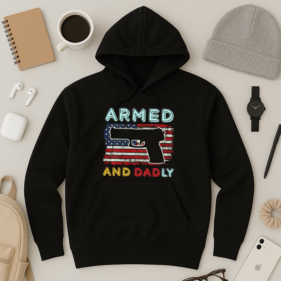 Armed And Dadly Funny Deadly Father Gift For Father's Day Hoodie