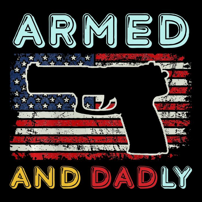 Armed And Dadly Funny Deadly Father Gift For Father's Day Cropped Pullover Crew