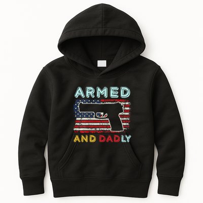 Armed And Dadly Funny Deadly Father Gift For Father's Day Kids Hoodie