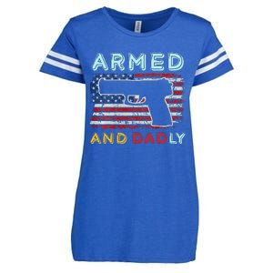 Armed And Dadly Funny Deadly Father Gift For Father's Day Enza Ladies Jersey Football T-Shirt