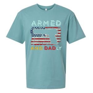 Armed And Dadly Funny Deadly Father Gift For Father's Day Sueded Cloud Jersey T-Shirt