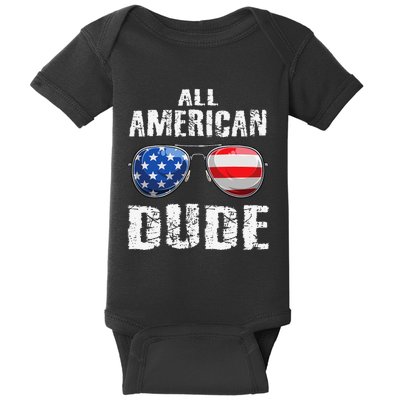 All American Dude 4th Of July Sunglasses Baby Bodysuit