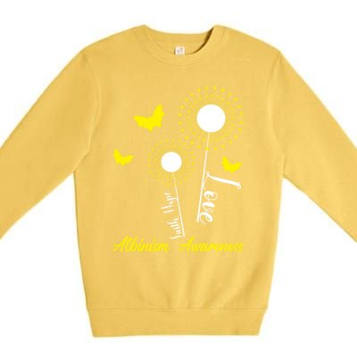 Albinism Awareness Dandelion Faith Hope Love Butterfly Cute Gift Premium Crewneck Sweatshirt