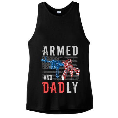 Armed And Dadly Funny Deadly Father Gifts For Fathers Day Ladies PosiCharge Tri-Blend Wicking Tank