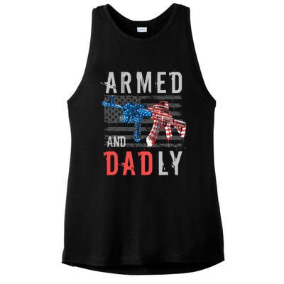 Armed And Dadly Funny Deadly Father Gifts For Fathers Day Ladies PosiCharge Tri-Blend Wicking Tank