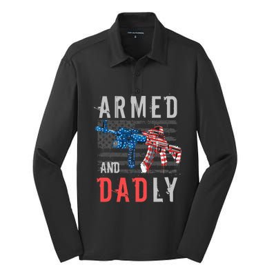 Armed And Dadly Funny Deadly Father Gifts For Fathers Day Silk Touch Performance Long Sleeve Polo