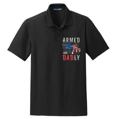 Armed And Dadly Funny Deadly Father Gifts For Fathers Day Dry Zone Grid Polo