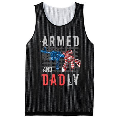 Armed And Dadly Funny Deadly Father Gifts For Fathers Day Mesh Reversible Basketball Jersey Tank