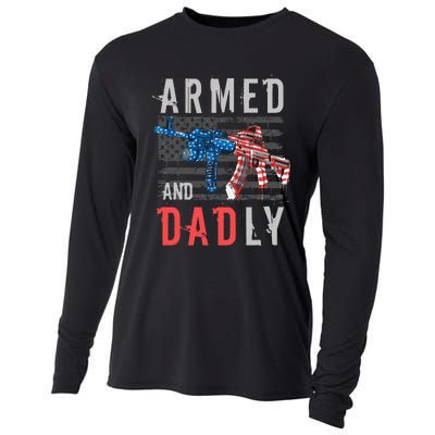 Armed And Dadly Funny Deadly Father Gifts For Fathers Day Cooling Performance Long Sleeve Crew