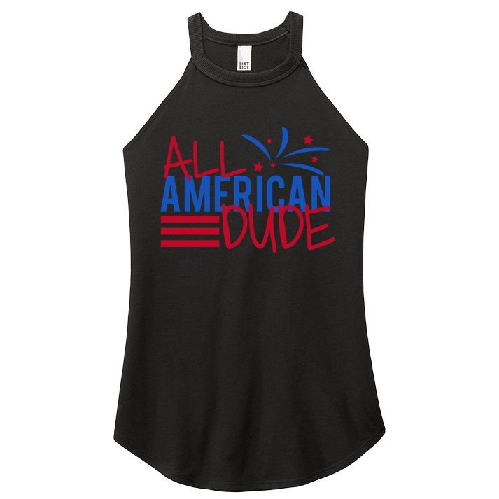 All American Dude 4th July Gift Women's Perfect Tri Rocker Tank