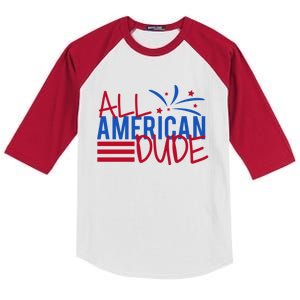 All American Dude 4th July Gift Kids Colorblock Raglan Jersey