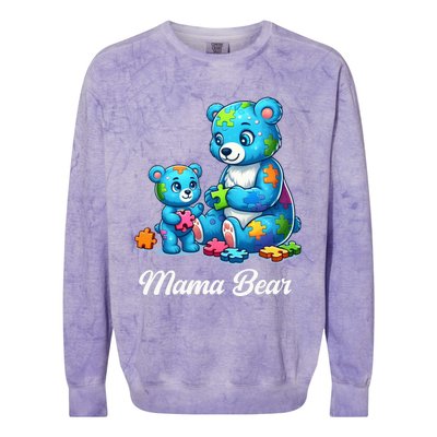 Autism Awareness Day 2024 Mama Bear Mom Autistic Gift Colorblast Crewneck Sweatshirt