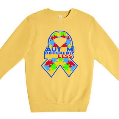 Autism Awareness Different Not Less Puzzle Ribbon Premium Crewneck Sweatshirt