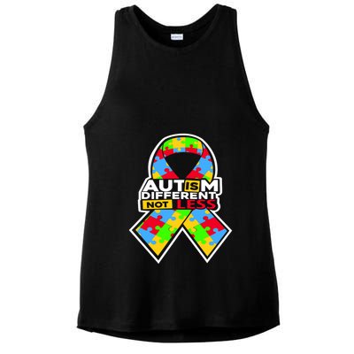Autism Awareness Different Not Less Puzzle Ribbon Ladies PosiCharge Tri-Blend Wicking Tank
