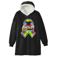 Autism Awareness Different Not Less Puzzle Ribbon Hooded Wearable Blanket