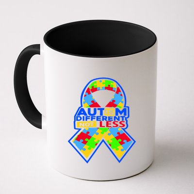 Autism Awareness Different Not Less Puzzle Ribbon Mug