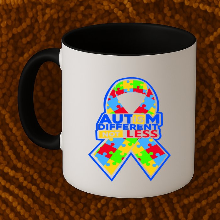 Autism Awareness Different Not Less Puzzle Ribbon Mug