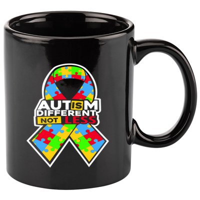 Autism Awareness Different Not Less Puzzle Ribbon 11oz C Handle Ceramic Mug