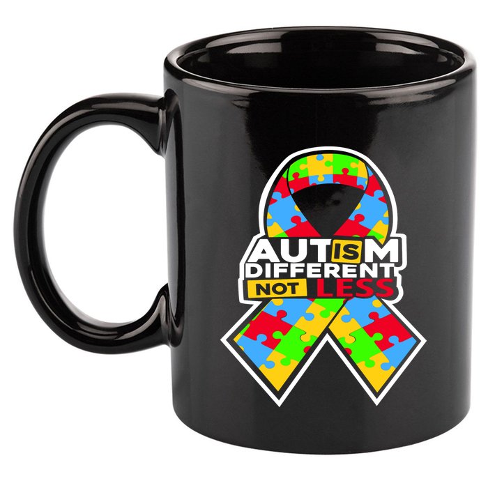 Autism Awareness Different Not Less Puzzle Ribbon 11oz C Handle Ceramic Mug