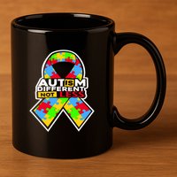 Autism Awareness Different Not Less Puzzle Ribbon 11oz C Handle Ceramic Mug