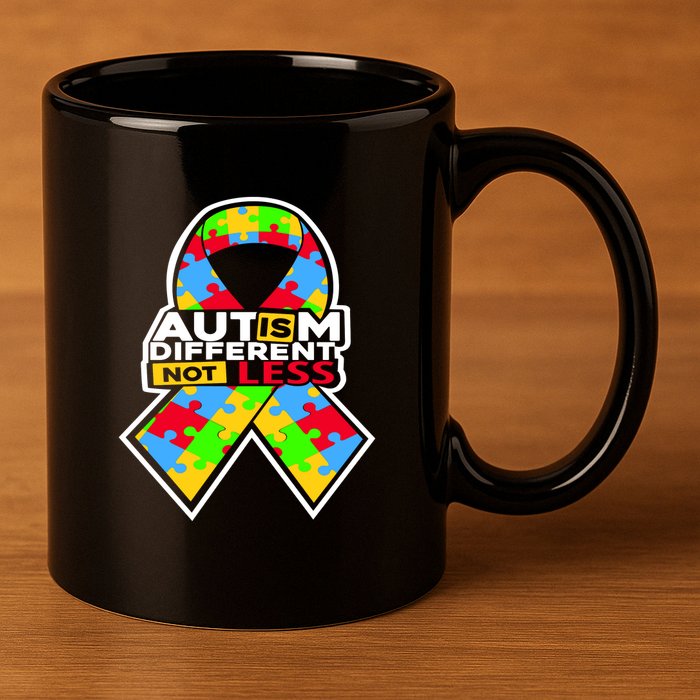 Autism Awareness Different Not Less Puzzle Ribbon 11oz C Handle Ceramic Mug