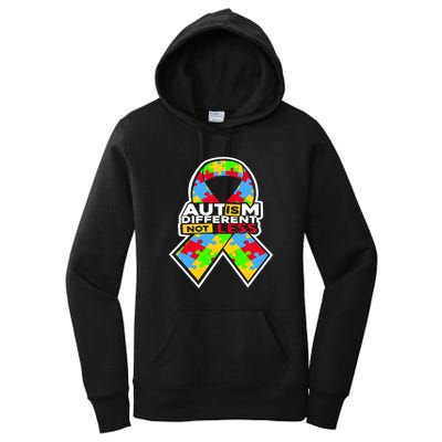 Autism Awareness Different Not Less Puzzle Ribbon Women's Pullover Hoodie