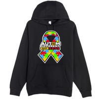 Autism Awareness Different Not Less Puzzle Ribbon Premium Pullover Hoodie