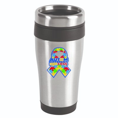 Autism Awareness Different Not Less Puzzle Ribbon 16oz Travel Tumbler