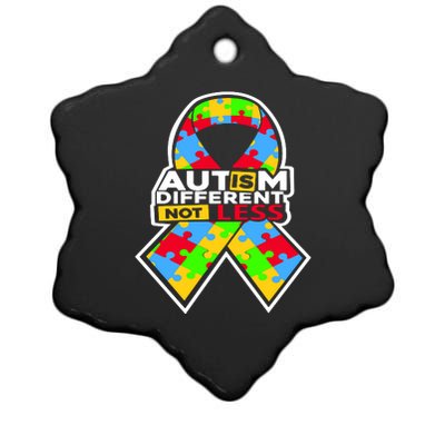 Autism Awareness Different Not Less Puzzle Ribbon Ceramic Star Ornament