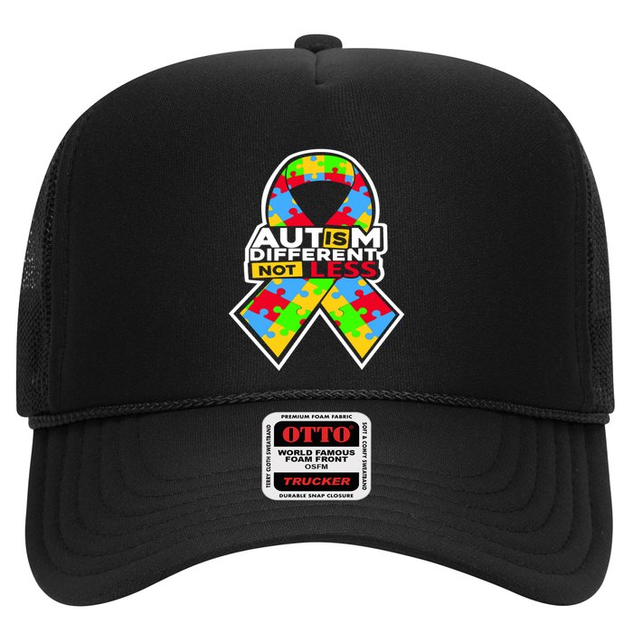 Autism Awareness Different Not Less Puzzle Ribbon Trucker Hat
