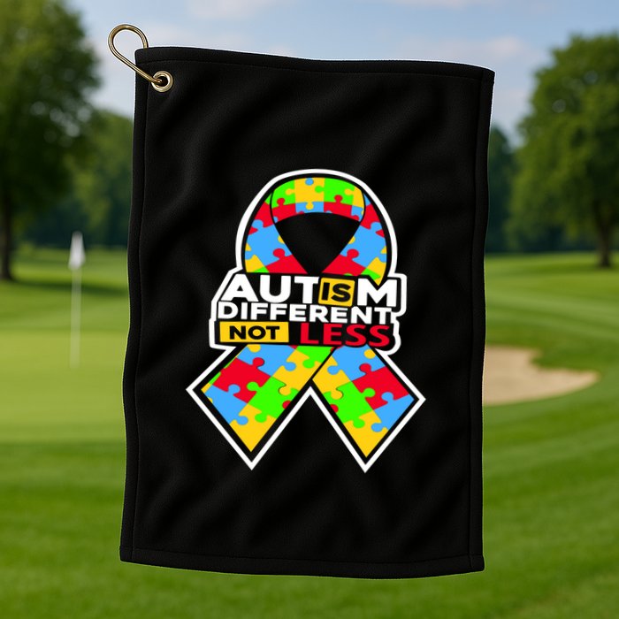 Autism Awareness Different Not Less Puzzle Ribbon Golf Towel