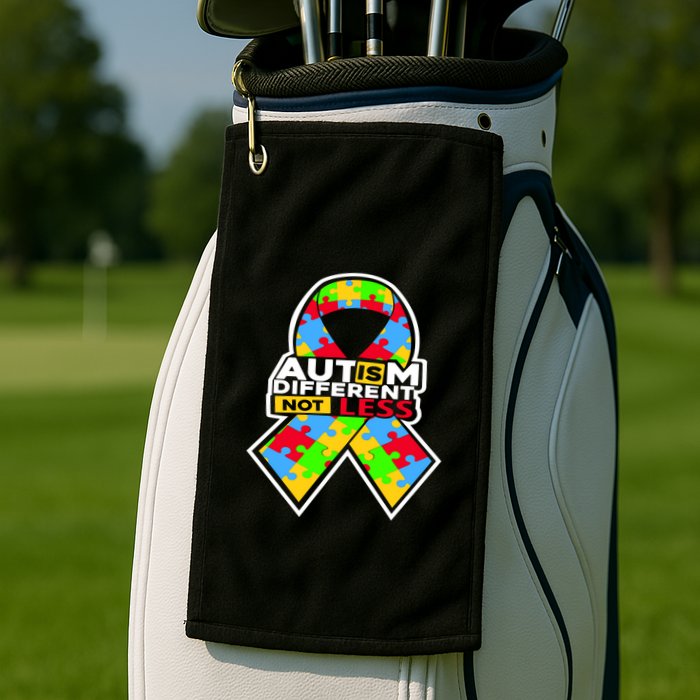 Autism Awareness Different Not Less Puzzle Ribbon Golf Towel