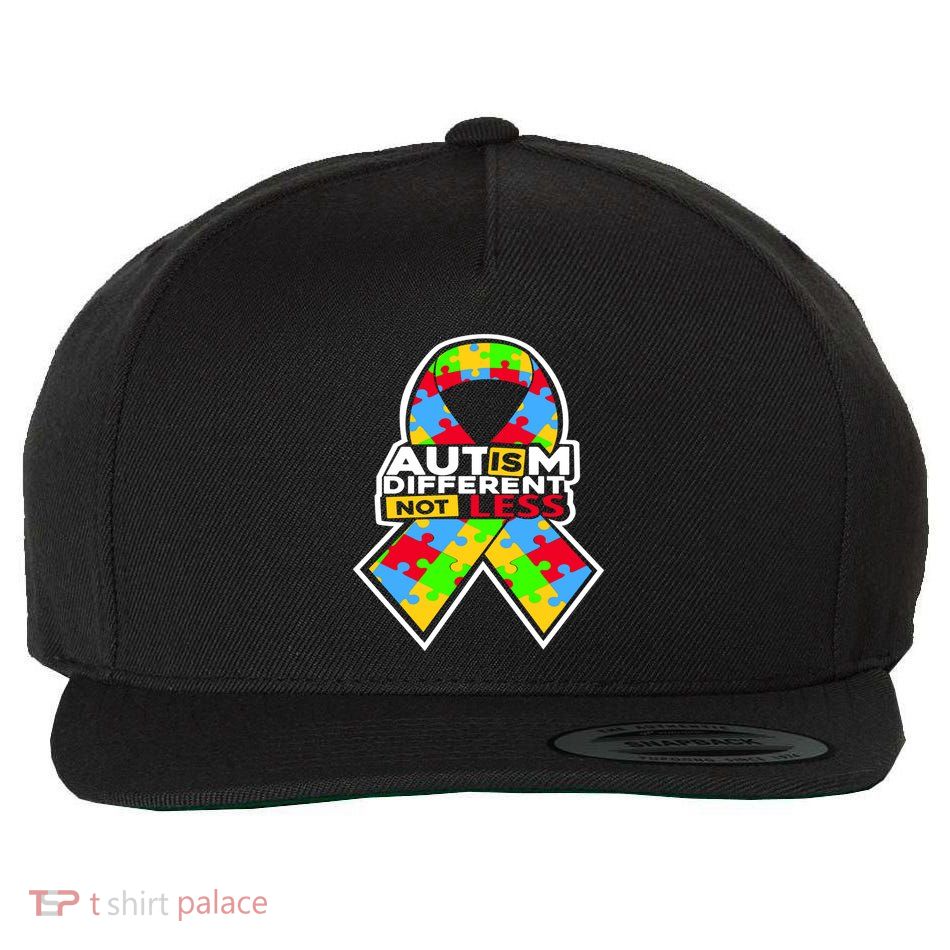 Autism Awareness Different Not Less Puzzle Ribbon Wool Snapback Cap
