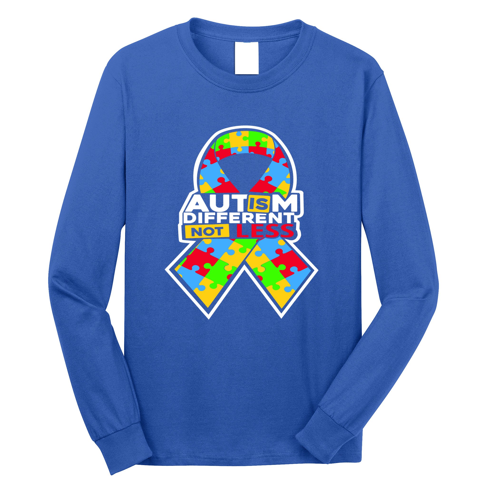 Autism Awareness Different Not Less Puzzle Ribbon Long Sleeve Shirt