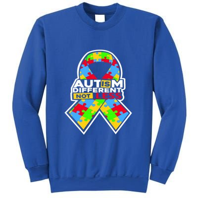 Autism Awareness Different Not Less Puzzle Ribbon Sweatshirt