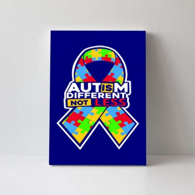 Autism Awareness Different Not Less Puzzle Ribbon Canvas