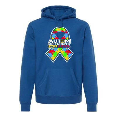 Autism Awareness Different Not Less Puzzle Ribbon Premium Hoodie