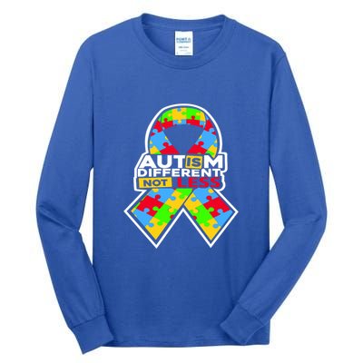 Autism Awareness Different Not Less Puzzle Ribbon Tall Long Sleeve T-Shirt