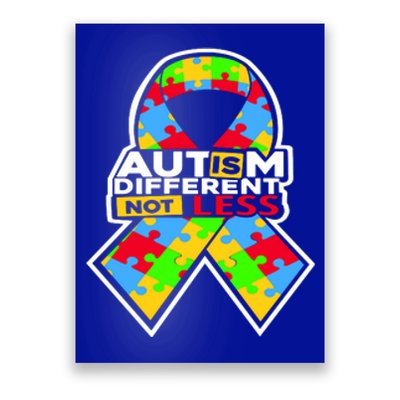 Autism Awareness Different Not Less Puzzle Ribbon Poster