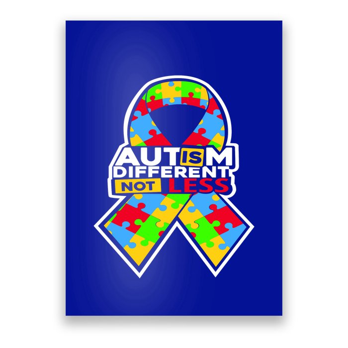 Autism Awareness Different Not Less Puzzle Ribbon Poster