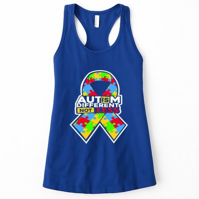 Autism Awareness Different Not Less Puzzle Ribbon Womens Tank Top